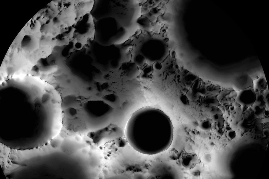 El cráter Shackelton de la Luna. NASA/GSFC/Arizona State University