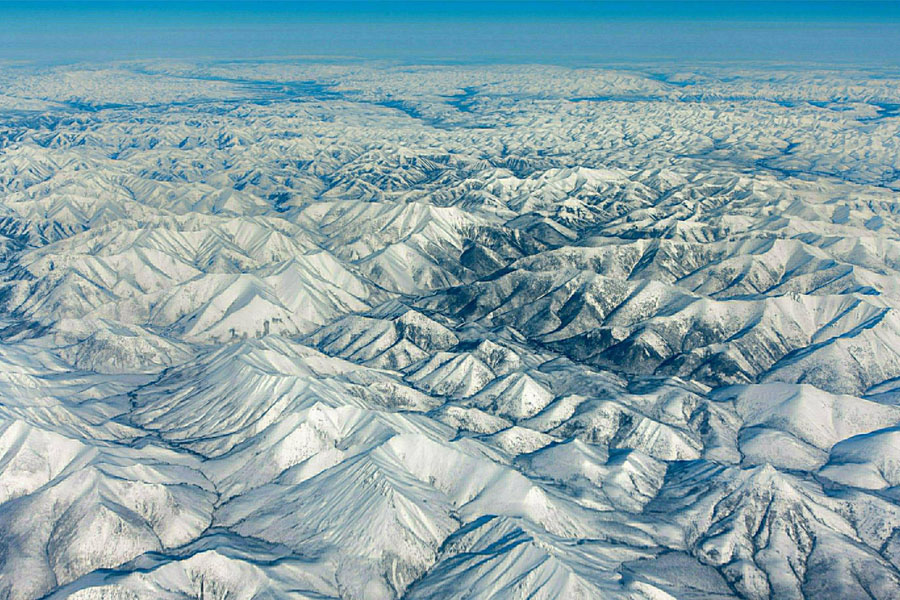 Vista aérea del macizo de Verjoyansk, en la República de Sajá (Rusia). ALAMY