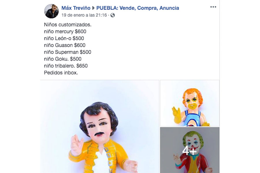 En Facebook venden niños Dios vestidos como Joker, Mercury y Gokú
