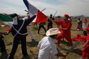 Mantienen viva Batalla de Puebla en Calimaya