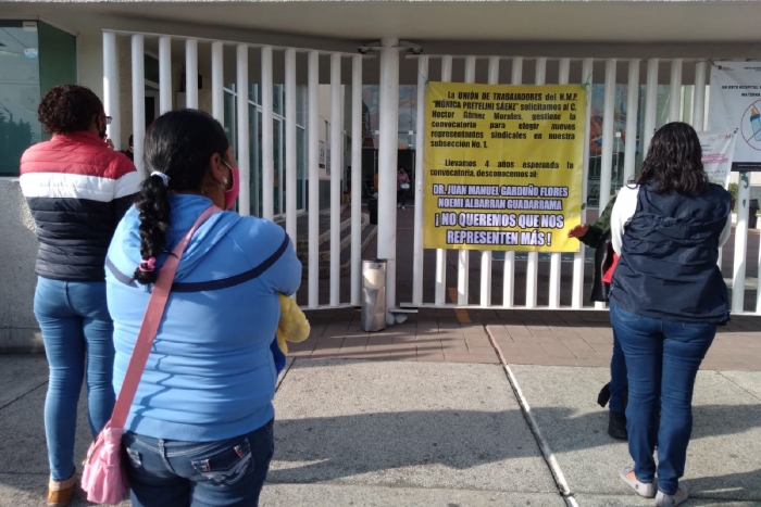 Trabajadores del hospital Mónica Pretelini; piden cambio de representantes sindicales