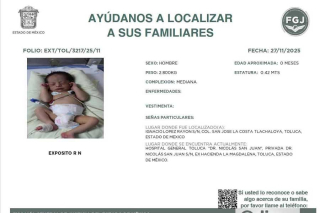 Abandonan a recién nacido en Toluca; FGJEM busca a sus familiares