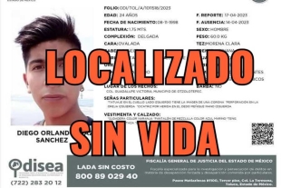 Localizan sin vida en Toluca a Diego Orlando