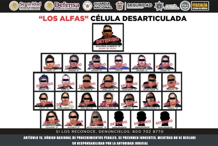 Desarticulan a "Los Alfas", célula delictiva que operaba en el Valle de Toluca