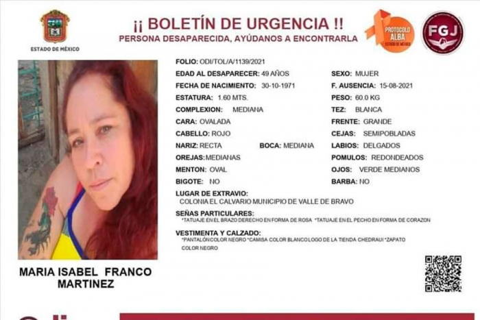 Buscan a María Isabel, quien desapareció en Valle de Bravo