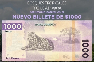 Jaguar y Calakmul en los billete de 1000 pesos