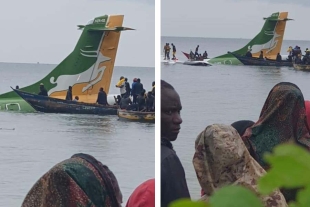 Avión se estrella en un lago de Tanzania y deja al menos 19 muertos