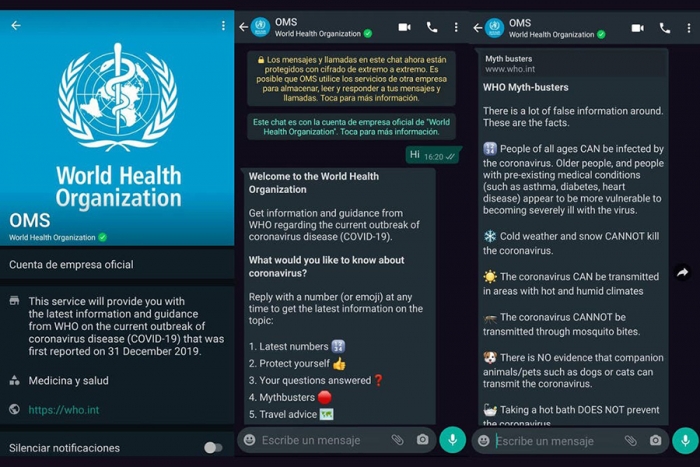 OMS y Whatsapp habilitan número para contestar preguntas sobre coronavirus