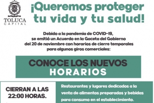 Autoridades de Toluca exhortan a establecimientos a respetar horarios temporales de cierre