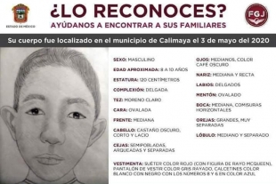 Buscan a familiares del menor hallado muerto en Calimaya