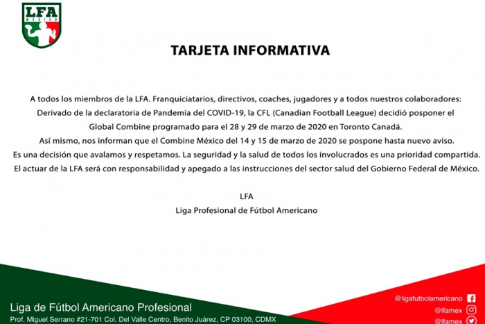 Se suspende la LFA. Osos Toluca no tendrá torneo hasta nuevo aviso
