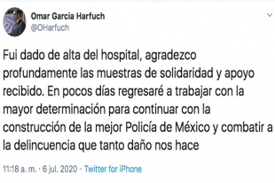 Sale del hospital Secretario de Seguridad de CDMX