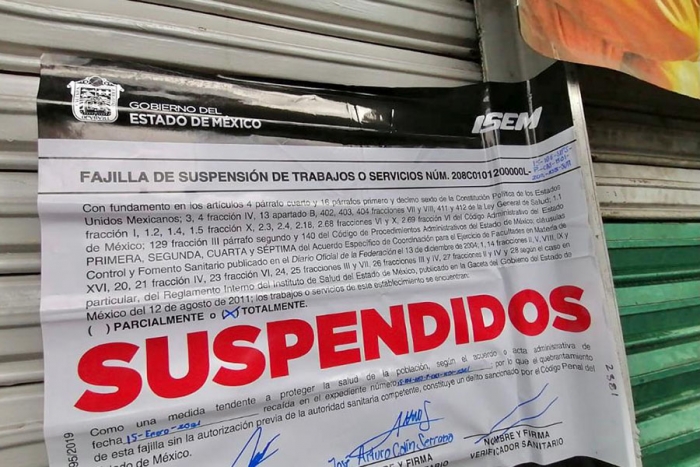 Suspende COPRISEM tienda de ropa en Toluca