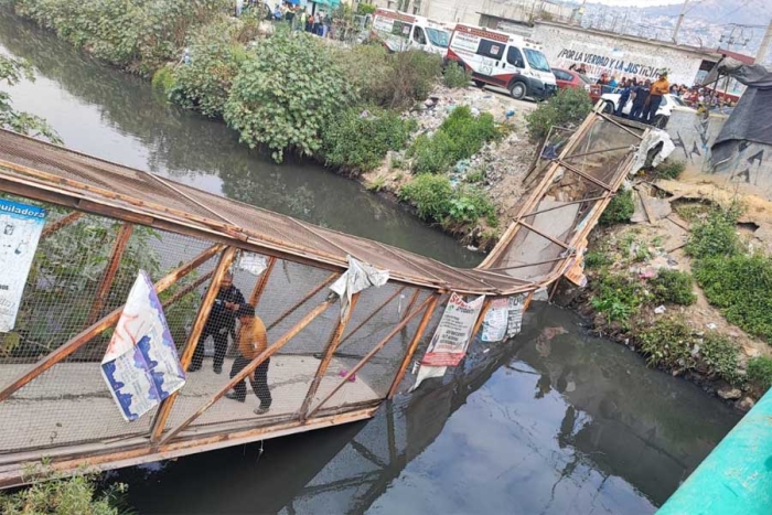 Se desploma puente peatonal que comunicaba a Nezahualcóyotl y Chimalhuacán: trece personas lesionadas