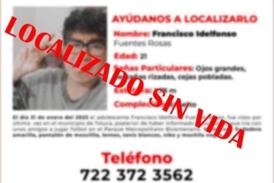 Localizan sin vida a Francisco Idelfonso, joven desaparecido en Almoloya de Juárez