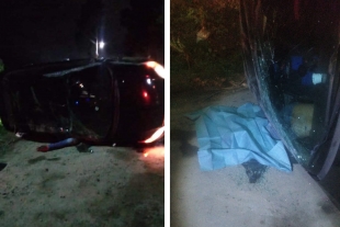 Muere conductor al volcar su automóvil en Calimaya