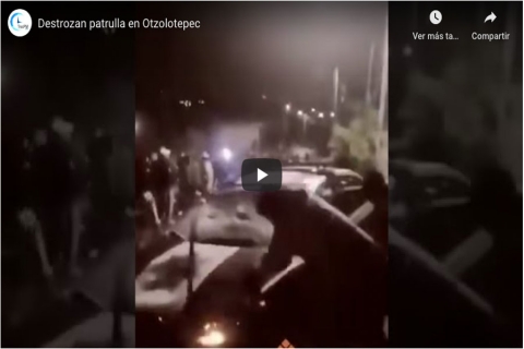 Destrozan patrulla en Otzolotepec