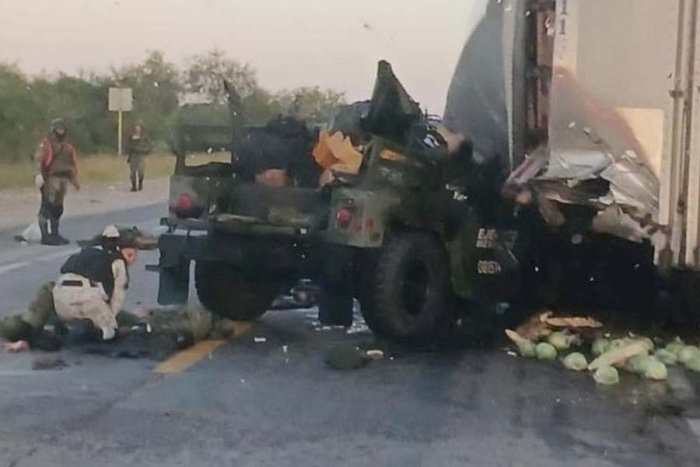 Choque entre tráiler y militares dejó siete elementos muertos en Tamaulipas