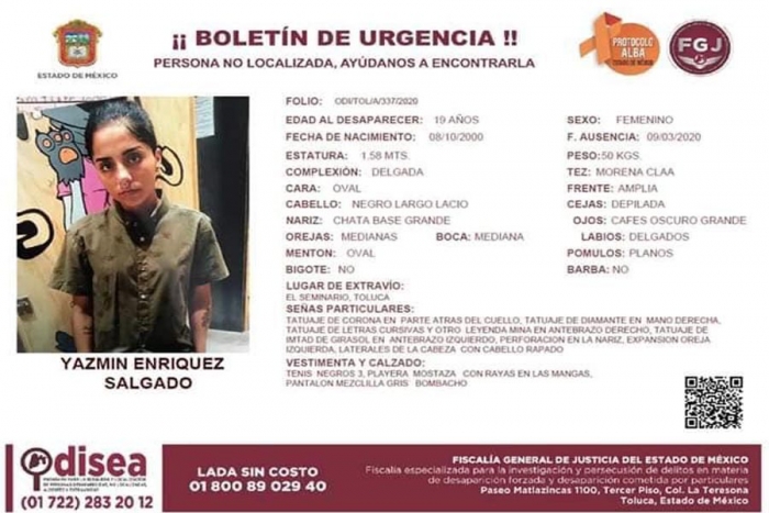 Solicitamos ayuda para localizar a Jazmín Enríquez Salgado