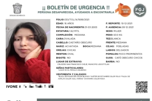 A la joven se le vio por última ocasión en San Francisco Cheje en Jocotitlán