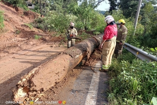 Realizan remoción de escombro en la carretera Tenango-Tenancingo