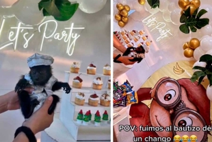 ¡Sólo en México! Changuito es bautizado y celebra con fiesta temática