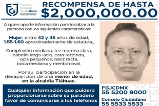 Difunden retrato hablado de mujer que sustrajo a Fátima