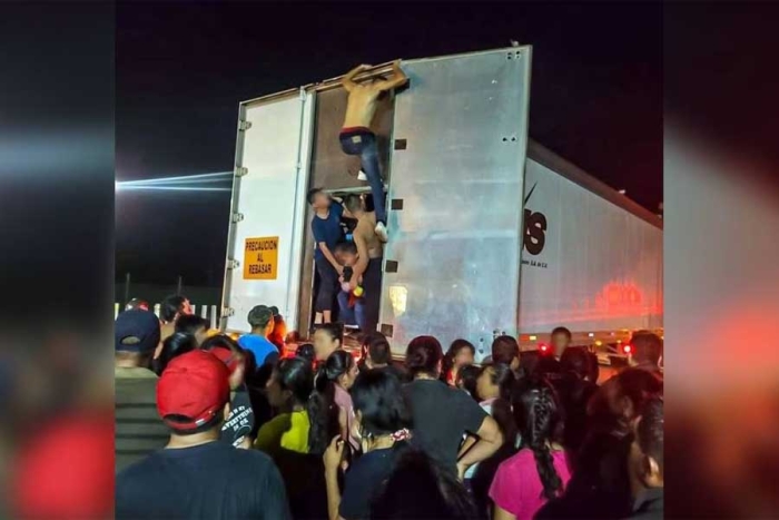 Rescatan a 350 migrantes hacinados en tráiler en Veracruz