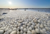 Miles de ‘huevos de hielo’ cubren playa en Finlandia