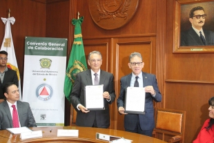 Signan GEM y UAEM convenio para fortalecer la protección civil del Edoméx