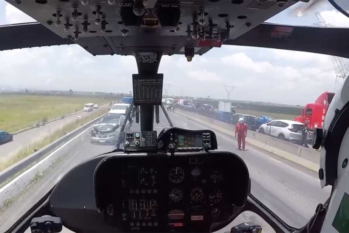 Una mujer fue trasladada en helicóptero debido al accidente en el Libramiento Bicentenario