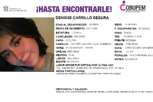 Buscan a Denisse; menor de edad desaparecida en Tenancingo