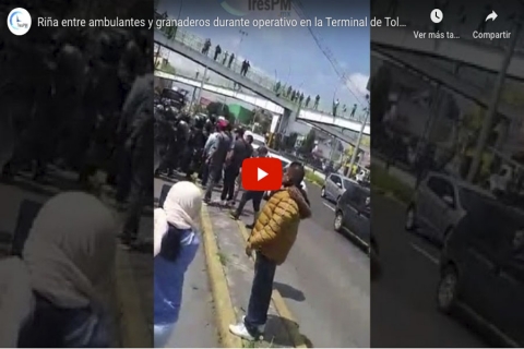 Desalojo provoca riña entre policías y comerciantes en Terminal de Toluca