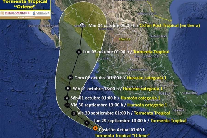 Se formó la tormenta tropical ‘Orlene’ frente a costas de México