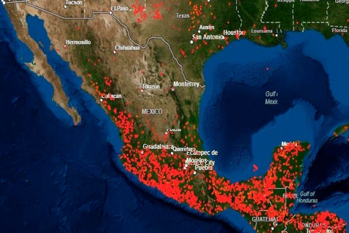 Así se ven los incendios forestales en México desde el espacio