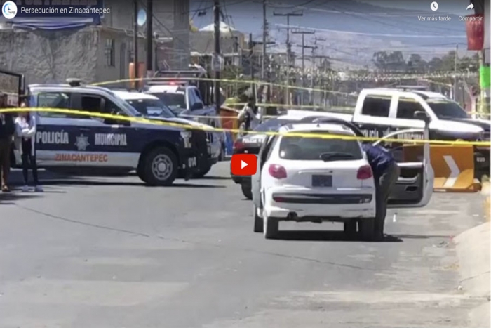 Persecución y balacera entre policías y delincuentes en Zinacantepec