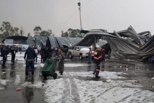 Realizan trabajos en Central de Abastos tras granizada