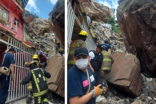 Atienden cuerpos de emergencia municipales, estatales y federales derrumbe de rocas del Cerro el Chiquihuite en Tlalnepantla