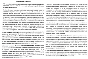 Alertaron sobre amenazas y presiones al personal académico, administrativo y de apoyo