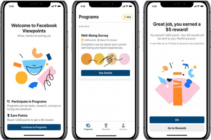 Facebook te pagará por contestar encuestas en su app Viewpoints