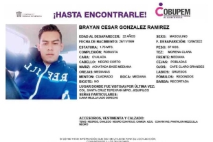 Piden ayuda para localizar a Brayan González, desaparecido en Jiquipilco