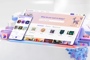 Inicialmente, Designer estaba disponible sólo a través de su sitio web y el navegador Microsoft Edge