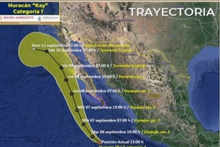 Huracán ‘Kay’ podría llegar a categoría 3; causará lluvias toda la semana