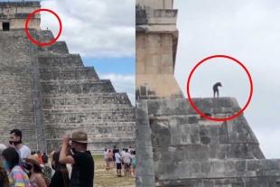 ¿Cómo llegó hasta ahí? Captan a perrito en la cima de Chichén Itzá